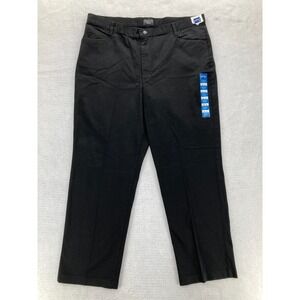 Lee Riders Pants Women's 18 Black Eased Stretch Straight Leg Casual Chino Travel